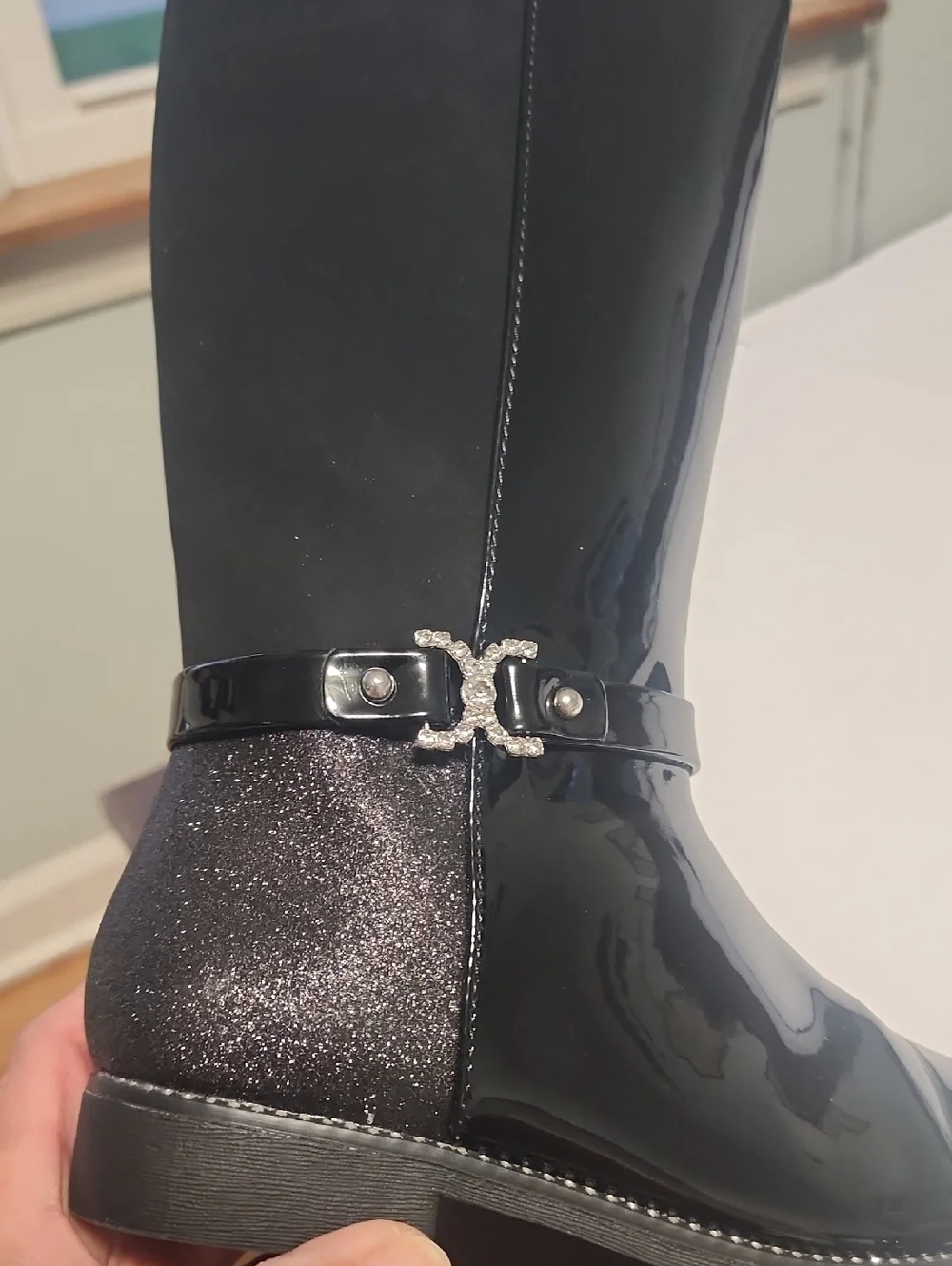 The Children's Place Girls Jeweled Buckle Tall Boots - Youth 1 (8 inches)